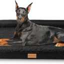 Patas Lague Orthopedic Jumbo Dog Bed for Extra Large Dogs 56''X40'', Waterproof L Bolster Pet Sofa Beds with Removable Washable Cover, Soft Comfortable Pet Couch Crate Mat with Nonskid Bottom, Black OEKO-TEX STANDARD 100