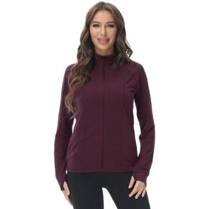 COZZIPLUS Women Zip up Athletic Running Jacket Lightweight Workout Yoga Top with Thumb Holes and Pocket L