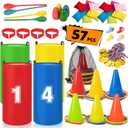 ropoda Field Day Games, Outdoor Carnival Games Potato Sack Race Bags for Adults and Kids, Bean Bags, Soft Plastic Cones,Ring Toss Set,Egg and Spoon Race, Outdoor Games Easter