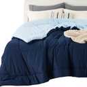 Bedsure Comforters Queen Size - Duvet Insert Contrast Down Alternative Comforter Quilted All Season Duvet with 8 Tabs, Machine Washable, Gifts for Women, Navy Blue/Blue, Queen 88 x 88 Inches