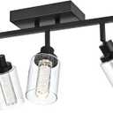 MELUCEE LED Ceiling Spotlight Kitchen Track Lighting Kits 5-Light Bathroom Vanity Light Black Wall Mounted Lamp with Flexibly Rotatable Light Heads, Built-in LED Chips, 5-Color Temperature Adjustable