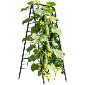100% Metal Cucumber Trellis for Raised Bed,50"x17" A-Shape Garden Plant Support for Climbing Plants, Heavy Duty Metal Garden Trellises Plant Support for Vine Vegetables Outdoor (Black, 50"x17"(H*W))