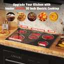 30 Inch Electric Cooktop - 30 Inches Electric Stove 8400W, 5 Burner Ceramic Stovetop Built-in(29.13"x19.3") with Metal Frame, 99 Mins Timer, Safety Lock, Dual Ring, 220V Hard Wired (No Plug)