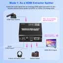 HDMI ARC Audio Extractor, 4K@60Hz HDMI Audio Extractor Splitter, with Optical SPDIF & 3.5mm Output, TV to Optical Toslink SPDIF Stereo, Supports HDCP 2.2 DTS 5.1 for TV, Soundbar, Home Theater