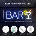 Bar Neon Sign 14x 9 in, Led Neon Light Decor for Home,Restaurant,Music Concert,Pub,Cocktails Party