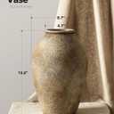 LE TAUCI Ceramic Flower Vase, 13.2 Inch Large Rustic Farmhouse Vase, Tall Floor Vase for Home Decor, Living Room Table & Mantel Centerpiece, Watertight & Sturdy, Sandstone Brown