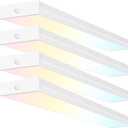 4 Pack 4FT LED Wraparound Light with 3 Wattages/3 Lumens/3 CCT Selectable, 55W/65W/75W, 5500lm/6500lm/7500lm, 3000K/4000K/5000K, 4 Foot LED Wrap Light Fixture, Flush Mount Office Ceiling Light, ETL