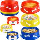 CroBlissful 12 Pack Dog Paw Plastic Bowls Dog Theme Birthday Decoration Party Supplies Blue Yellow Snack Bowls Plates Puppy Food Trays with Bone Cards for Party Favors Table Centerpieces(Red)
