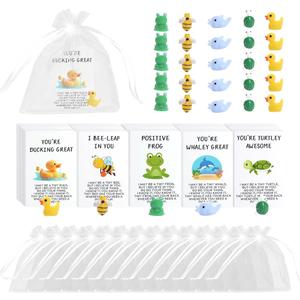 BHHQHH 60Sets Christmas Employee Appreciation Gifts Bulk for Coworkers Thank You Staff Gift Funny Animal Pun Greeting Note Cards Inspirational Resin Office Pocket Gifts (MIX 1)
