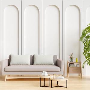 Nuanchu 4 Set Arch MDF Wall Molding Kit 118 x 31.5 Inch Pre-Cut Arch Wainscoting Panel Board and Batten Wall Panel Decor Paintable Accent Kit for DIY Home Bedroom Living Room Decor