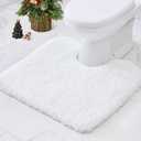 White Toilet Rug 22x24 Non Slip Fluffy Toilet Floor Mat U Shaped Washable Bathroom Contour Rug for Toilet Absorbent Shaggy Toilet Foot Rug