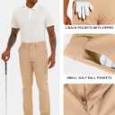 Mens Slim Fit Golf Pants, Lightweight Comfortable Dress Pants Slacks Trousers for Work & Casual with Pockets, 30"/32"/34" (Beige)