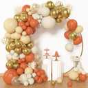 Amandir 153pcs Orange Balloon Arch Garland Kit, Different Sizes 18 12 10 5inch Latex Metallic Gold Confetti White Sand Pastel Orange Balloons for Little Cutie Baby Shower Birthday Party Decorations