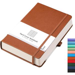 AHGXG Lined Journal Notebook - 320 Numbered Pages A5 College Ruled Notebook Thick Journal for Writing, 100gsm Lined Paper, Leather Hardcover, for Women Men Work Office School, 5.75'' X 8.38''-Brown