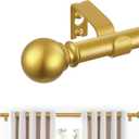 Gold Curtain Rods 28 to 48 Inches(2.3-4 Feet),5/8 inch Splicing Drapery Rods,Small Curtain Rods Set,Size: 18''-45'',Brass Gold