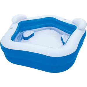 Inflatable Pool with 2 Seats,Headrest Cup Holder Family Paddling Pool Swimming Pool Bath Tub for Kids Toddlers Adults
