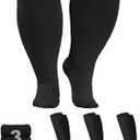 Plus Size Compression Socks 20-30mmHg Wide Calf for Men Women, Extra Large Compression Stockings Support for Running, Travel, Nurses, Pregnancy (3 Pairs) 
