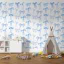 Blue Bow Peel and Stick Wallpaper Self Adhesive Removable Wall Sticker Paper for Women Girls Room Decor Trendy Funky Preppy Coquette Bows Decorations for Nursery College Classroom 59"x78.7"