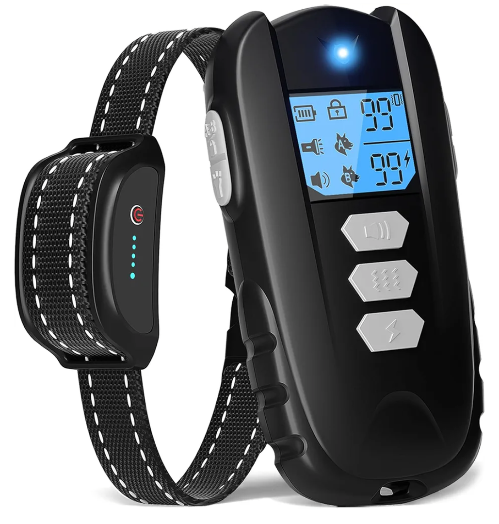 Dog Shock Collar with Remote Control – Shock Collar for Dogs 10–120 lbs, 2000FT Long Range IPX7 Waterproof Rechargeable Dog Training Collar with 4 Safe Modes Beep Vibration Shock & Flashlight Blk