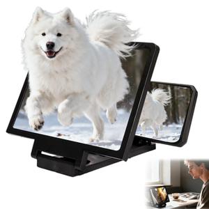 3D HD Big Screen Phone Magnifier, New Cell Phone Screen Magnifier, Foldable Design Screen Version for Movies and Videos, Lightweight Phones Magnifying Screen, Compatible with All Phones (Black)