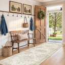 Washable 3x8 Runner Rug: Non Slip Vintage Beige Entryway Area Rug