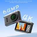 Digital Camera for Kids with Switching Dual Lens, 64MP 4K Point and Shoot Camera with 32GB Card, WiFi, 16X Zoom, Anti Shake, Portable Compact Cameras for Teens Girl Boy Kids Starter Black