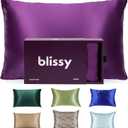 Blissy Silk Pillowcase - 100% Pure Mulberry Silk - 22 Momme 6A High-Grade Fibers - Silk Pillow Cover for Hair & Skin - Regular, Queen & King (Royal Purple, Queen)