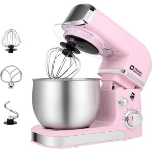 Kitchen in the box Stand Mixer,3.2Qt Small Electric Food Mixer,6 Speeds Portable Lightweight Kitchen Mixer for Daily Use with Egg Whisk,Dough Hook,Flat Beater (Pink)