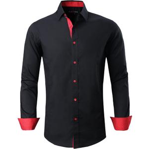 Alex Vando Mens Dress Shirts Regular Fit Long Sleeve Stretch Business Dress Shirts for Men (5X-Large, L17-black)