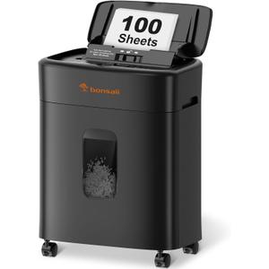Bonsaii 100 Sheets Auto Feed Paper Shredder, Up to 30 Minutes Shredders for Home Office Use, Micro-Cut Heavy Duty Shredder / 4.2 Gallons/Security Level P-4 (C231-D)