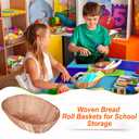 Potchen 24 Pack Plastic Oval Basket 9.5 x 6.3 x 2.4 Inch Small Fruit Bread Basket Wicker Storage Baskets for Gifts Empty Easter Home Kitchen Restaurant Food Serving Centerpiece Display(Light Brown)