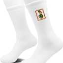 Funny Christmas Socks, Cute Santa Duck with Gift Design Holiday Crew Socks for Men and Women(1) (White)