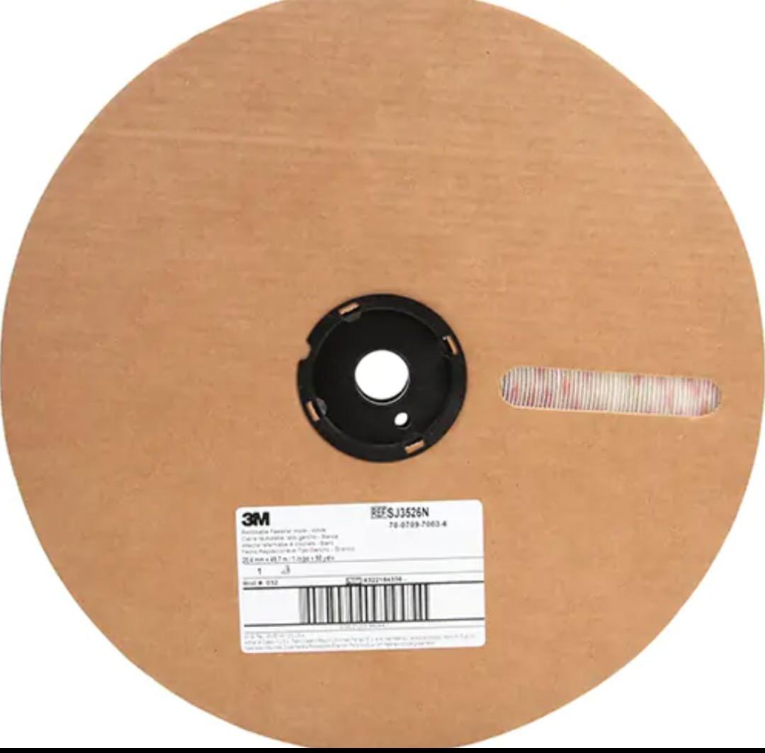 3M Fastener, Loop, 50 yds x 5/8", Adhesive, White