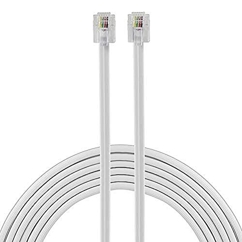 Power Gear Telephone Line Cord, 15 Feet, Phone Cord, Modular Jack Ends, Works for Phone, Modem or Fax Machine, for Use in Home or Office, White, 76192, Pack of 2