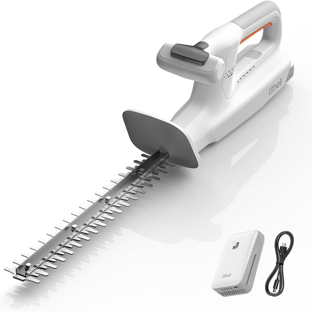 Litheli 20V Cordless Hedge Trimmer 16" (5/8" Cut), 2.5Ah Battery Included, 3.75LBS Ultra-Lightweight Bush Trimmer with Hardened Steel Blade, Handheld Shrub Trimmer for Garden Yard & Thick Branches