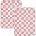 2 Pack Pink Checkered Washable Pee Pads for Dogs, Checkered Reusable Dog Pee Pads, for Puppy Playpen, Crate, Whelping Box, Potty Training, Cute Aesthetic Absorbency, Leak-Proof Non-Slip
