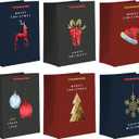 easykart labels 12 Pack 6" Small Christmas Gift Bags, Foiled & Laminated Holiday Gift Bags,(6 Designs - 2 PCs Each) for Gift Wrapping Christmas Party Decorations