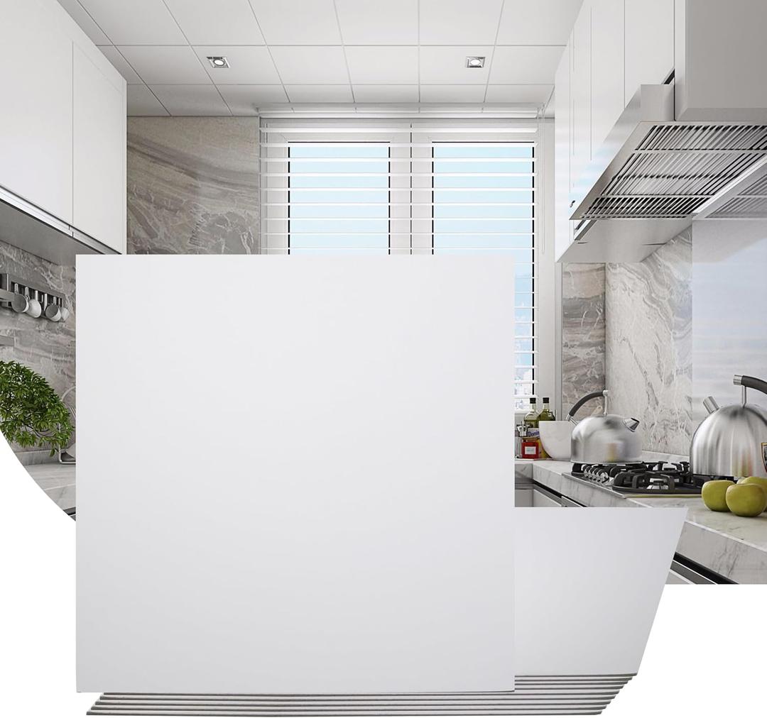 Sunnyglade 12-Pack Drop Ceiling Tile 2ft x 2ft, Smooth White PVC Ceiling Panel 24 x 24in, 4mm thicknesses Waterproof Reusable and Fire-Rated, 48 Sq. Ft (12, White)