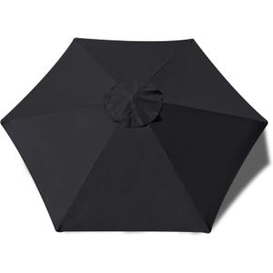 EliteShade USA 7.5FT Replacement Covers 6 Ribs Market Patio Umbrella Canopy Cover (CANOPY ONLY) (Black)