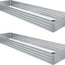 MGNO 2pcs 10x3x1FT Galvanized Raised Garden Bed-Outdoor Planter Box for Vegetables-Metal Garden Bed,Rectangle Planting Box for Herb,Flower (10x3x1FT(2PCS), Sliver)