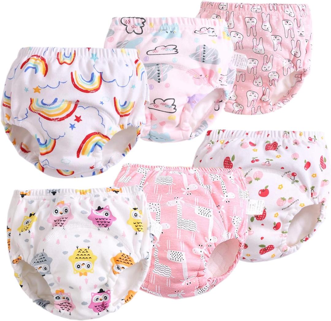 Potty Training Underwear for Girls Boys Potty Training Pants (3T,Pink) (3T (Pack of 6))