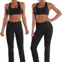 BUBBLELIME 29"/31"/33"/35"/37" Women's High Waist Straight Leg Yoga Pants Tummy Control Workout Pants with Pockets (Black, M)