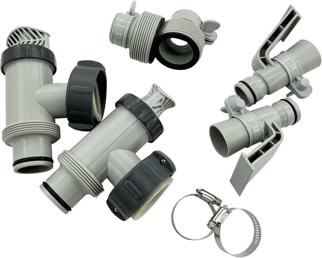 Plunger Valve & Hose Conversion Adapter B Kit & Hose Pipe Holder Replacement for Above Ground Pool (2 Pack)