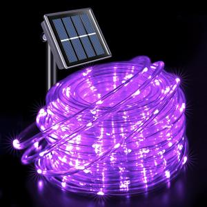 JMEXSUSS 200 LED Purple Solar Halloween Lights, 66 ft Rope Lights Outdoor Waterproof, PVC Tube Purple Christmas String Lights for Party Tree Fence Christmas