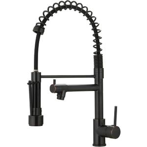 Oil Rubbed Bronze Kitchen Faucet,AIMADI Commercial Style Spring Kitchen Sink Faucet,Modern Single Handle Single Hole Kitchen Faucets with Pull Down Sprayer