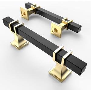 Asidrama 10 Pack 3 Inch(76mm) Matte Black and Gold Kitchen Cabinet Handles, Cabinet Pulls Kitchen Cabinet Hardware for Cupboard Drawer Pulls (3" Hole Center)