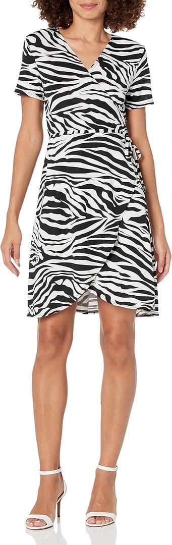 Star Vixen Women's Plus-Size Short-Sleeve Ballerina Wrap Dress (Zbr), Size: Small Petite