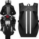 Motorcycle Backpack for Men, Waterproof Helmet Backpack with Reflective & Laptop Pocket, Large Motorcycle Bag Helmet Bag for Travel Daily Trips Office Trips, Black
