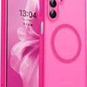 CANSHN Designed for Samsung Galaxy A16-5G Case [Full Camera Protection] [Compatible with Magsafe] Translucent Matte Back Protective Phone Cover, Hot Pink