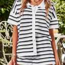Saodimallsu Womens Striped Pajama Sets Short Sleeve Color Block Crochet Knit Button Top and Shorts 2 Piece Summer Sets (XL)